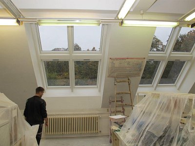 nová střešní okna vč. nových sádrokartonových obkladů